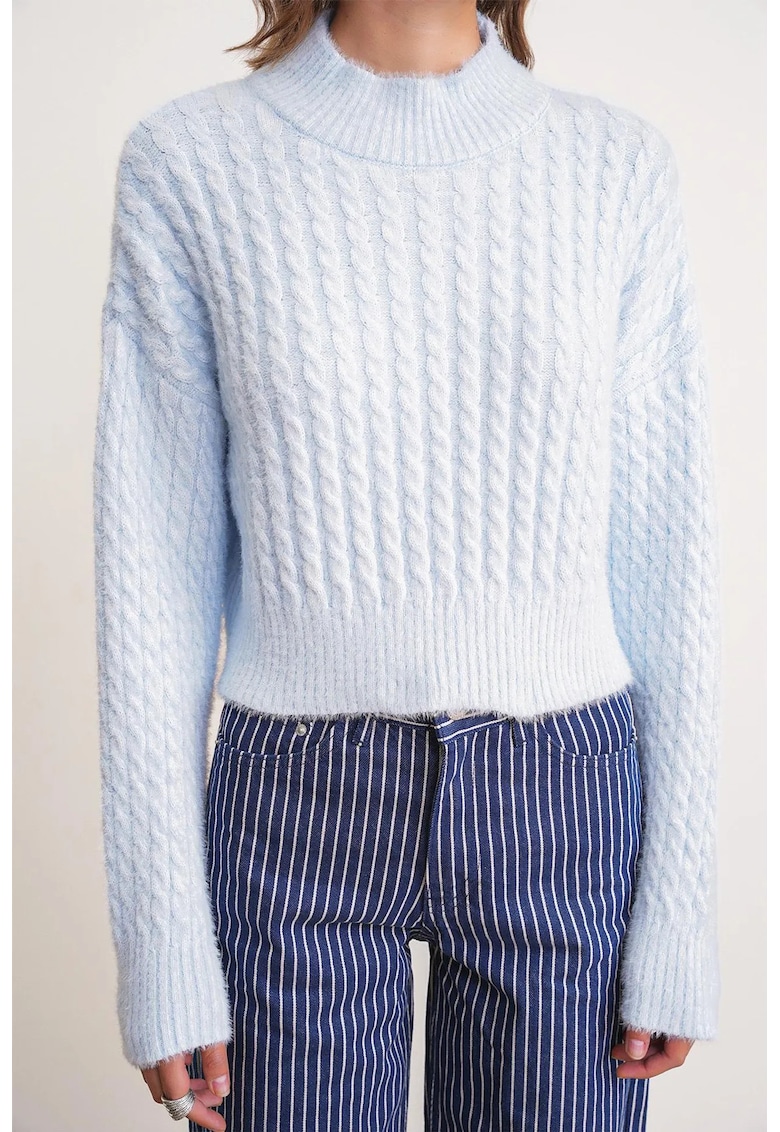 Pulover dama - Albastru deschis - Tricot -