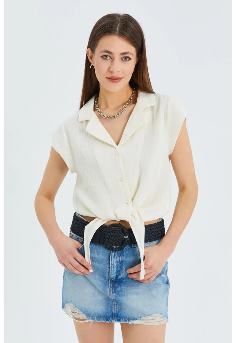 Camasa dama - camasa scurta - detaliu funda - natural - textil