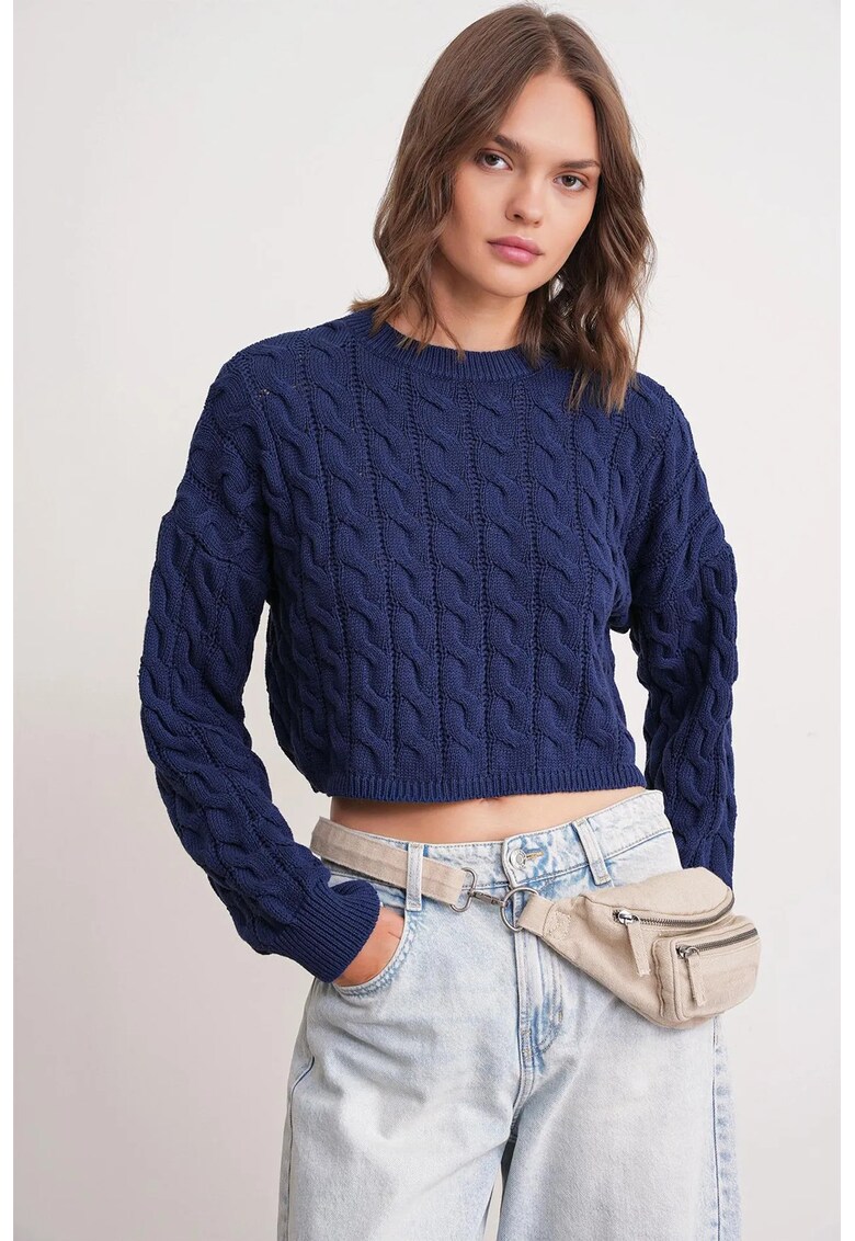 Pulover dama - albastru marin - tricot -