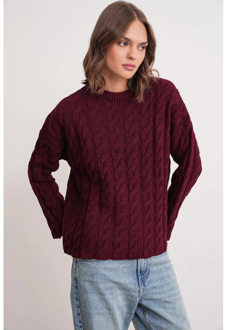 Pulover dama - Slim fit - Tricot - Visiniu