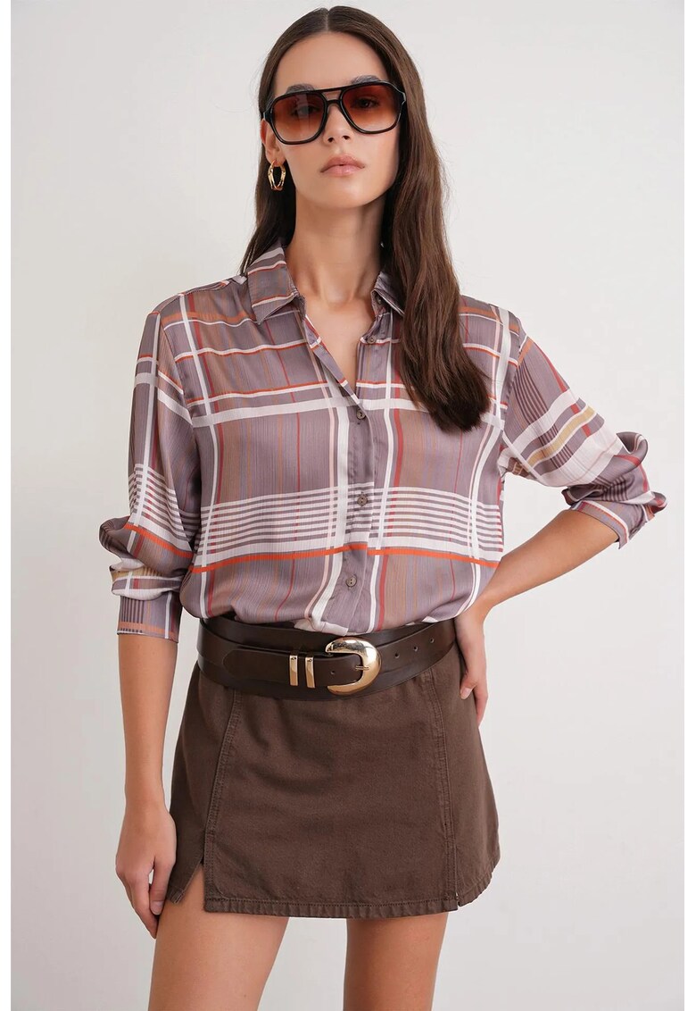 Camasa dama - camasa din satin cu nasturi - bej natural - textil -