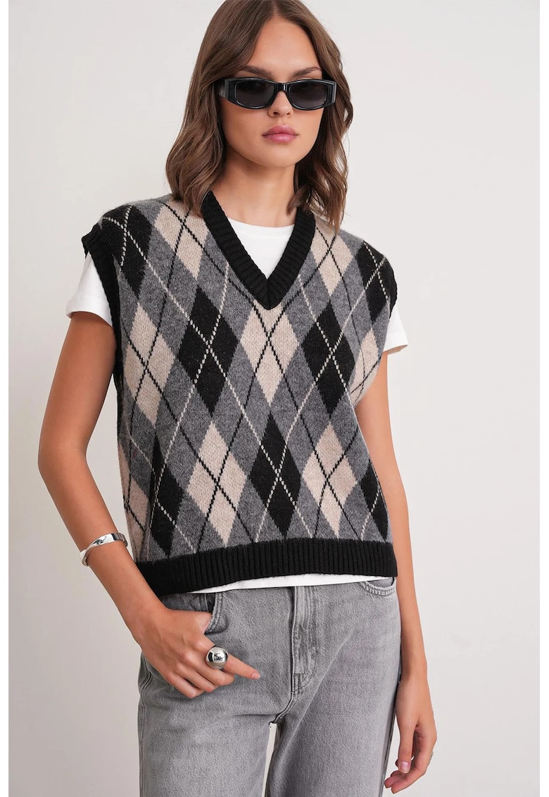 Pulover dama - Decolteu in V - tricot -