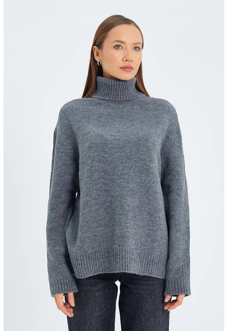 Pulover dama - tricot - gri inchis -