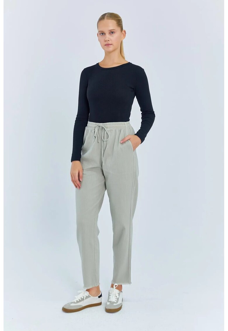 Pantaloni dama - tigareta - bumbac - gri - Piatra Naturala