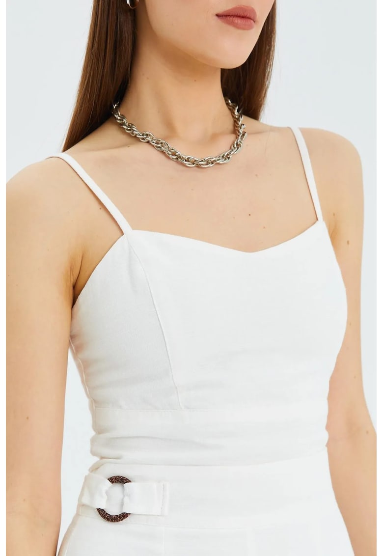 Maiou dama - scurta - guler in forma de inima - ivory - textil