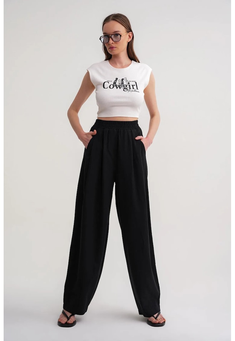 Pantaloni dama - negru - textil - Negru