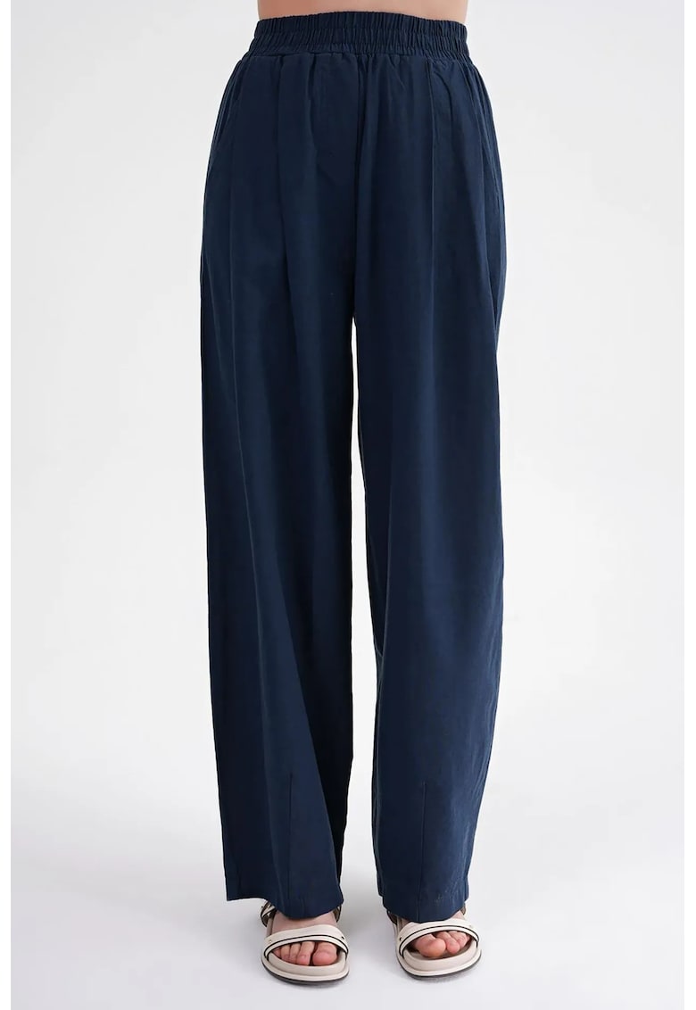 Pantaloni dama - croiala dreapta - bleumarin - textil -