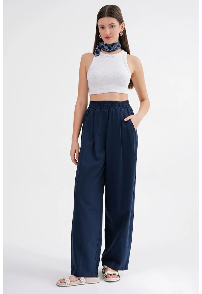 Pantaloni dama - croiala dreapta - bleumarin - in - Albastru marin