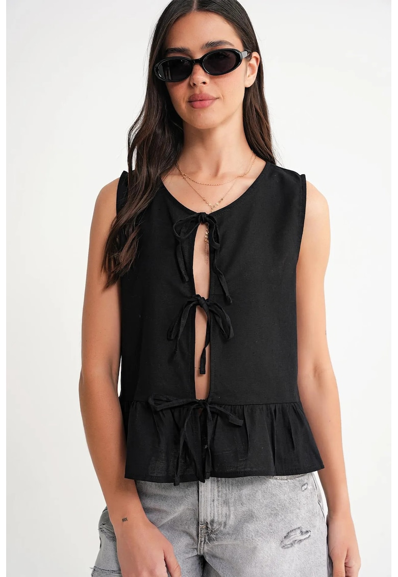 Maiou dama - cu volane - negru - textil