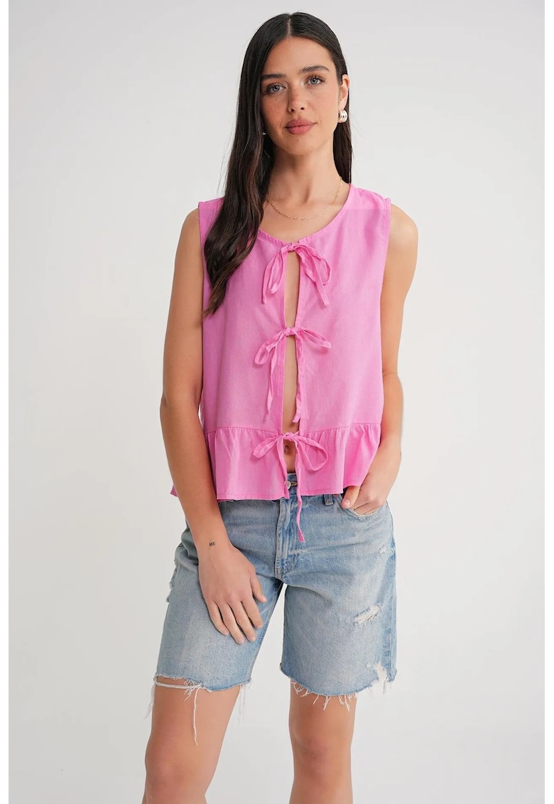 Maiou dama - cu volane - roz pudrat - textil