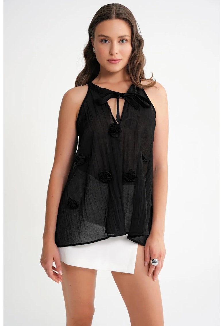 Maiou dama - cu volane - negru