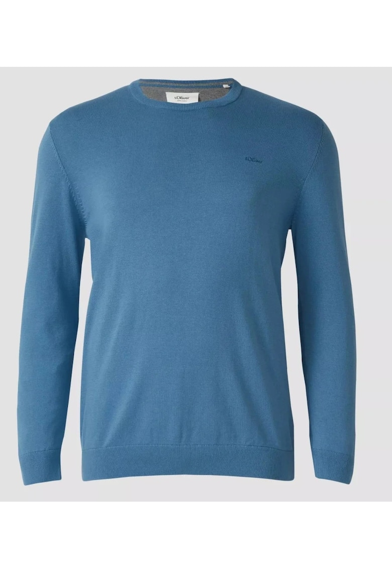 Big Sizes Pulover barbati cu decolteu la baza gatului - Albastru