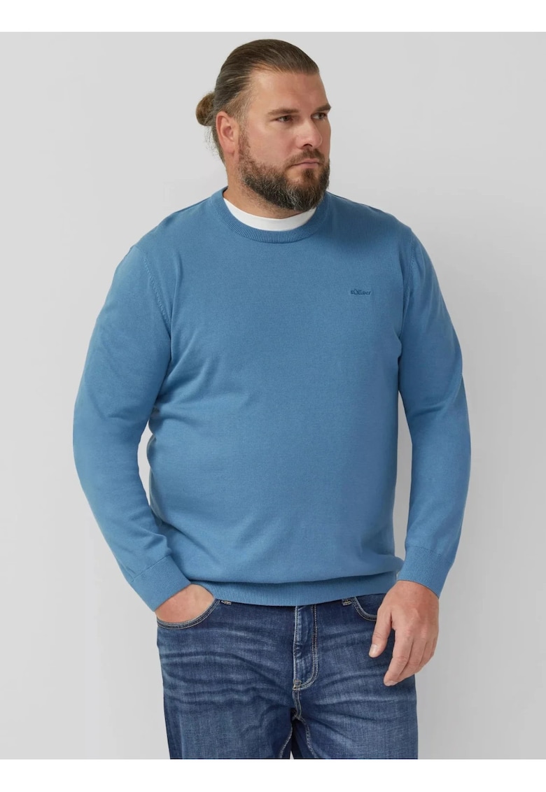 Big Sizes Pulover barbati cu decolteu la baza gatului - Albastru - Albastru