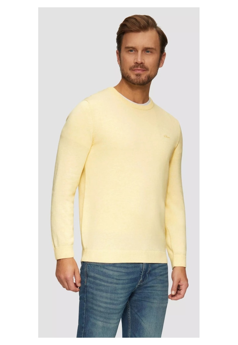 Pulover cu decolteu la baza gatului - Galben deschis