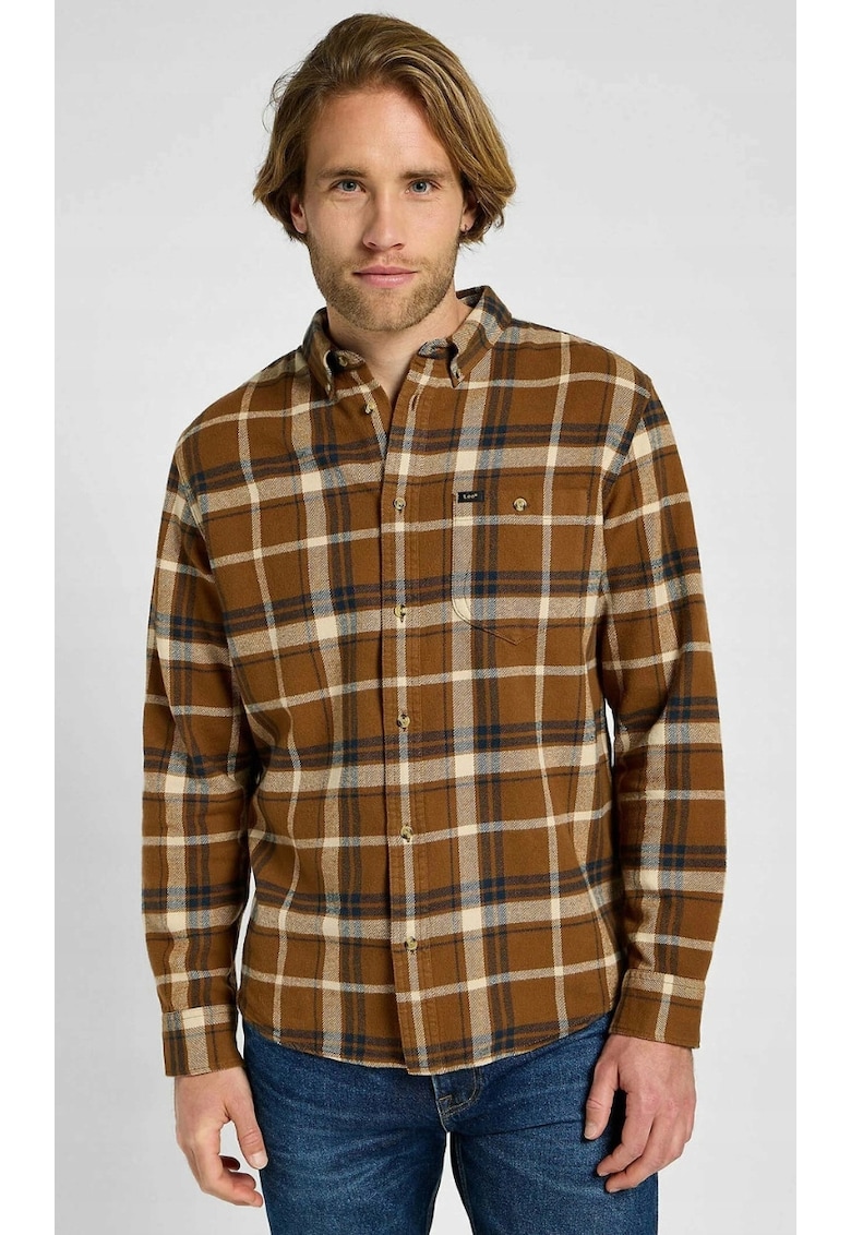 Camasa barbati - RIVETED SHIRT - supradimensionata - bumbac - maro