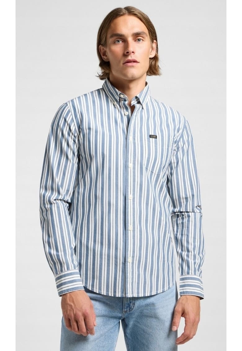 Camasa barbati - Orion Stripe - bumbac - alb - maneca scurta - croiala regular fit