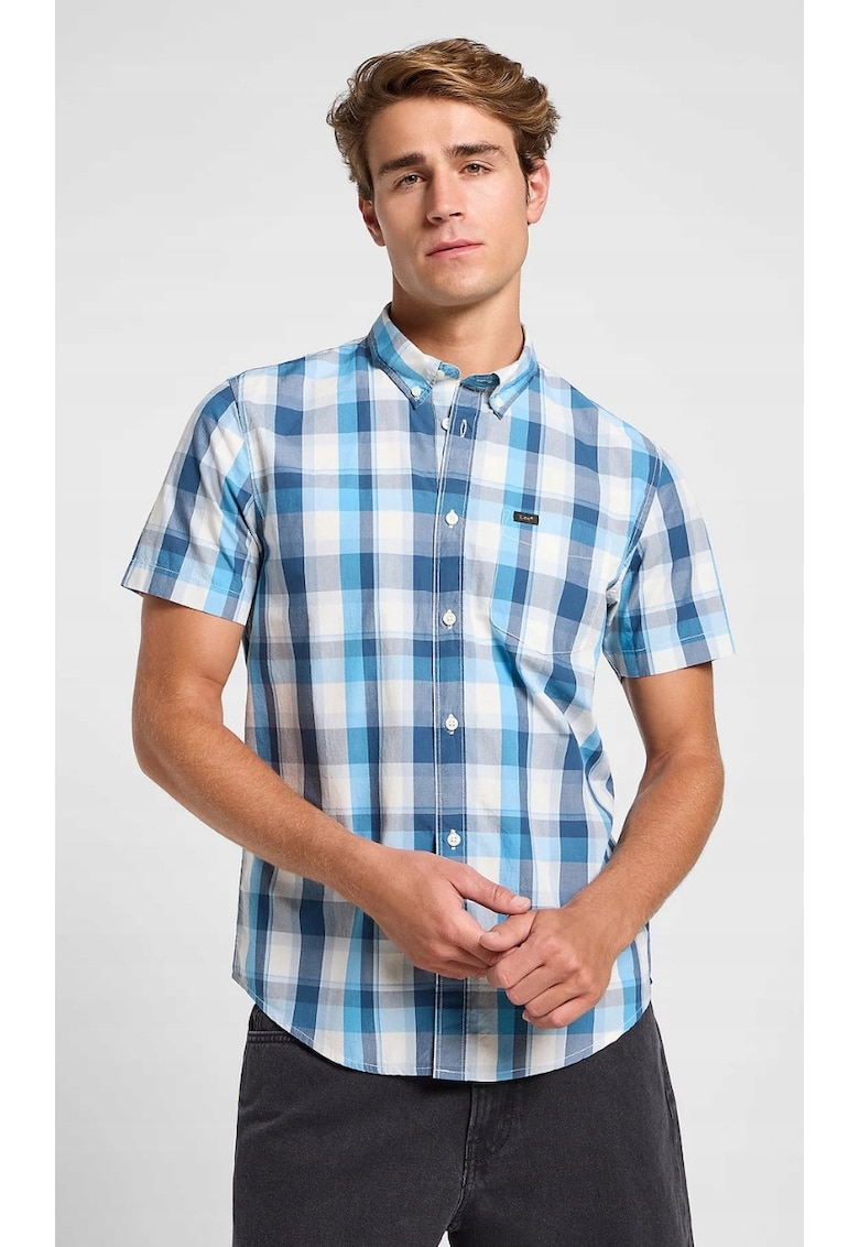 Camasa barbati - Orion - bumbac - albastru - maneca scurta - regular fit