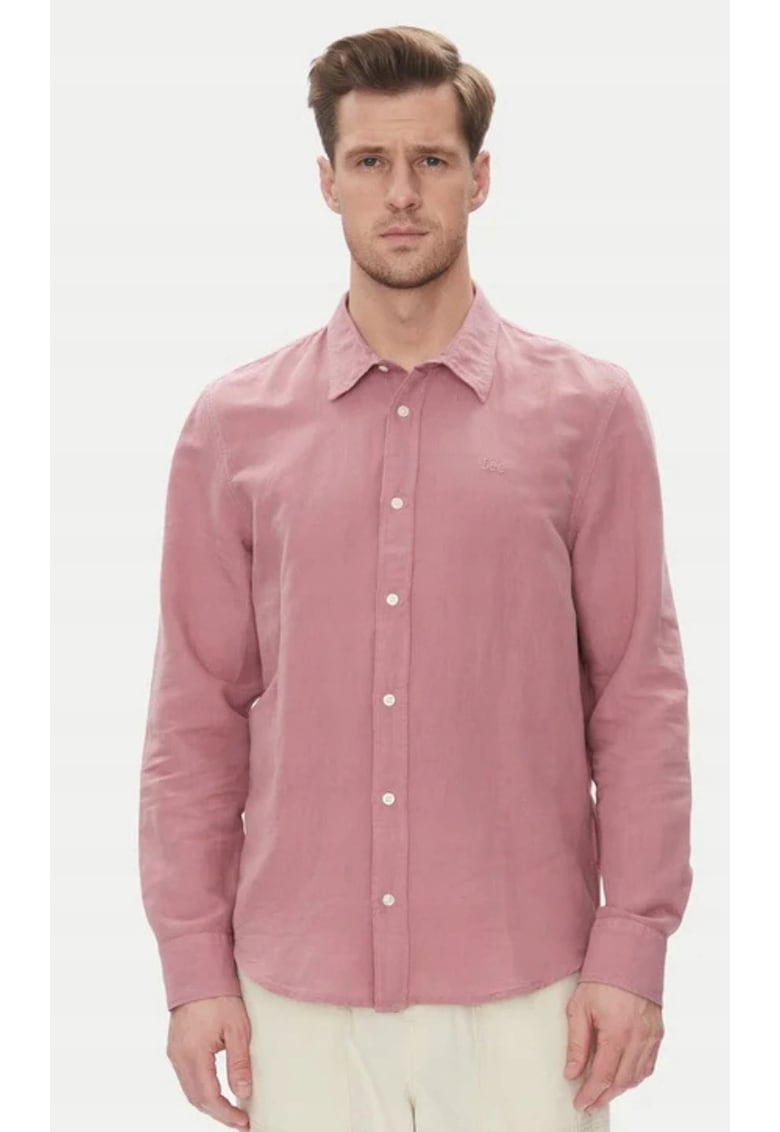 Camasa barbati - PATCH SHIRT - violet - bumbac - maneca scurta - regular fit