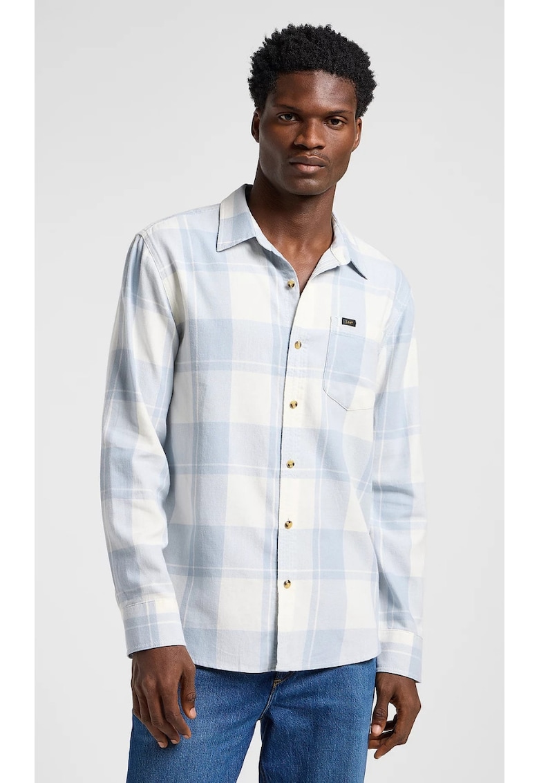 Camasa barbati - Mercantile Shirt - croiala relaxata - carouri alb-albastru - 100% bumbac