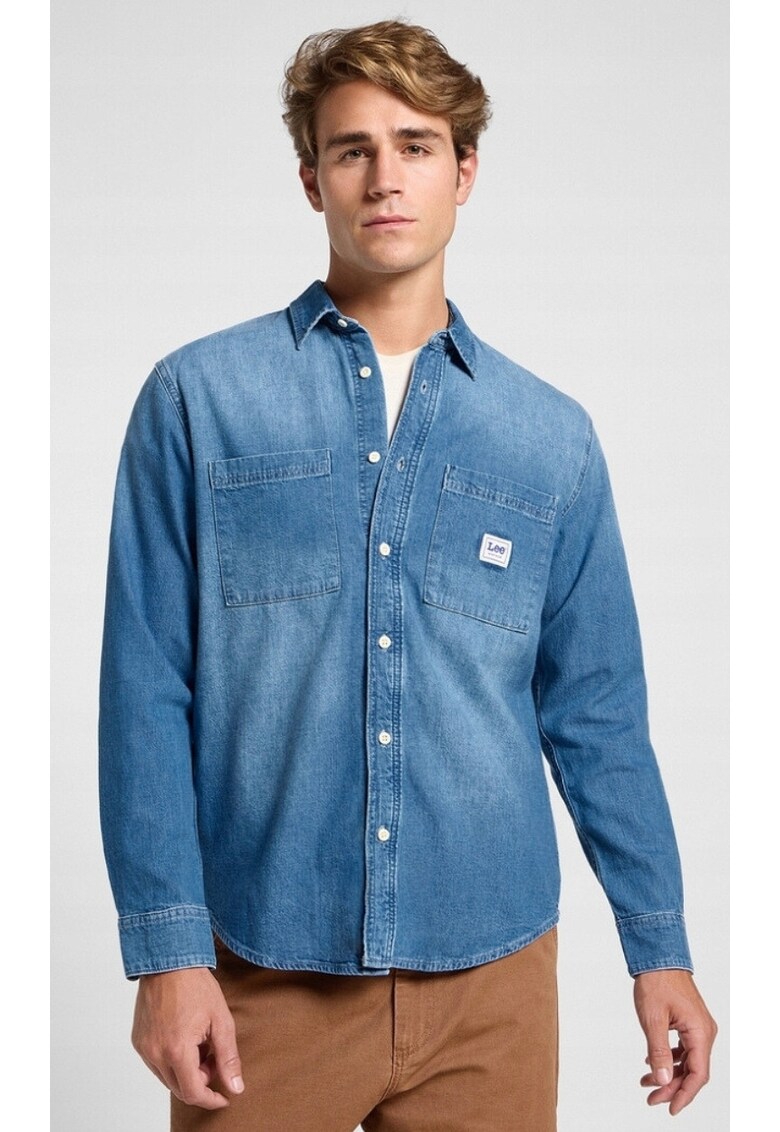 Camasa barbati - WORKWEAR SHIRT 2.0 - supradimensionata - albastra - bumbac