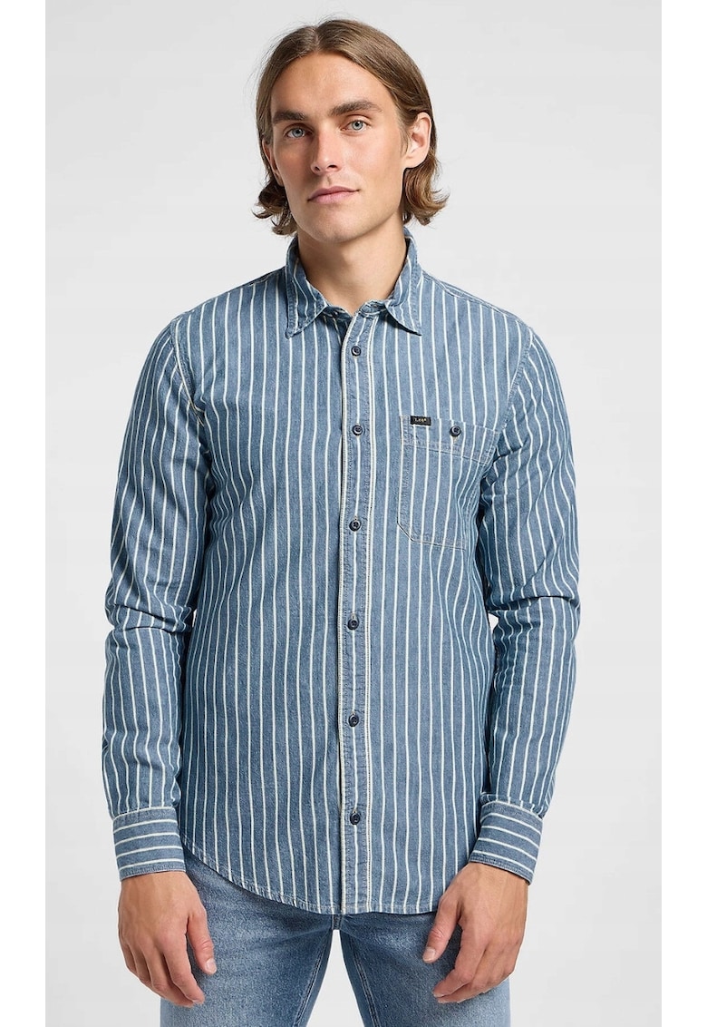 Camasa barbati - LEESURE SHIRT - albastru - bumbac - maneca scurta - regular fit