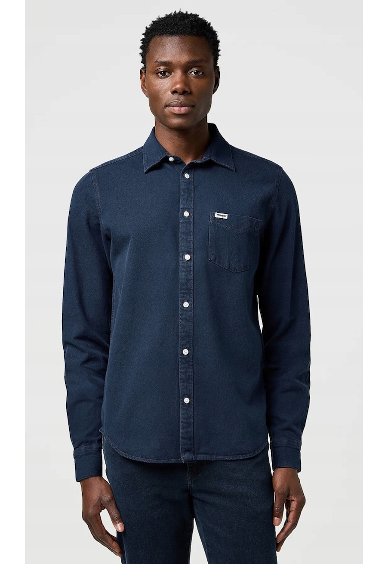 Camasa barbati - denim - albastru - bumbac - maneca scurta