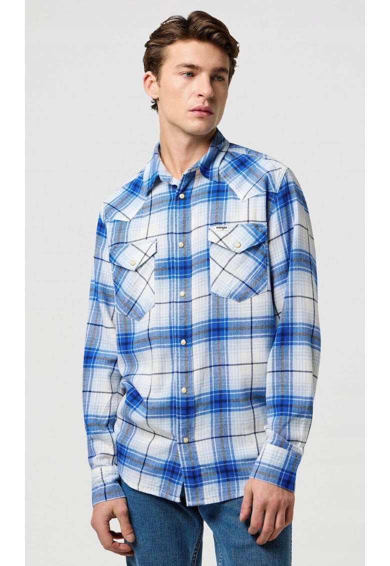 Camasa barbati - camasa din bumbac - albastru - fermoar - maneca scurta