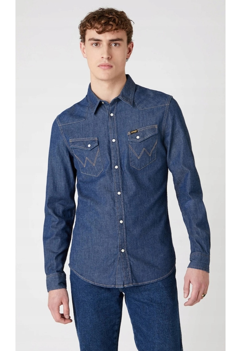 Camasa barbati - Dark Stone - slim fit - albastru - bumbac -