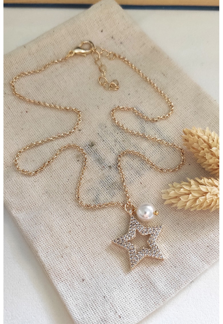 Colier cu pandantiv in forma de stea si perla sintetica