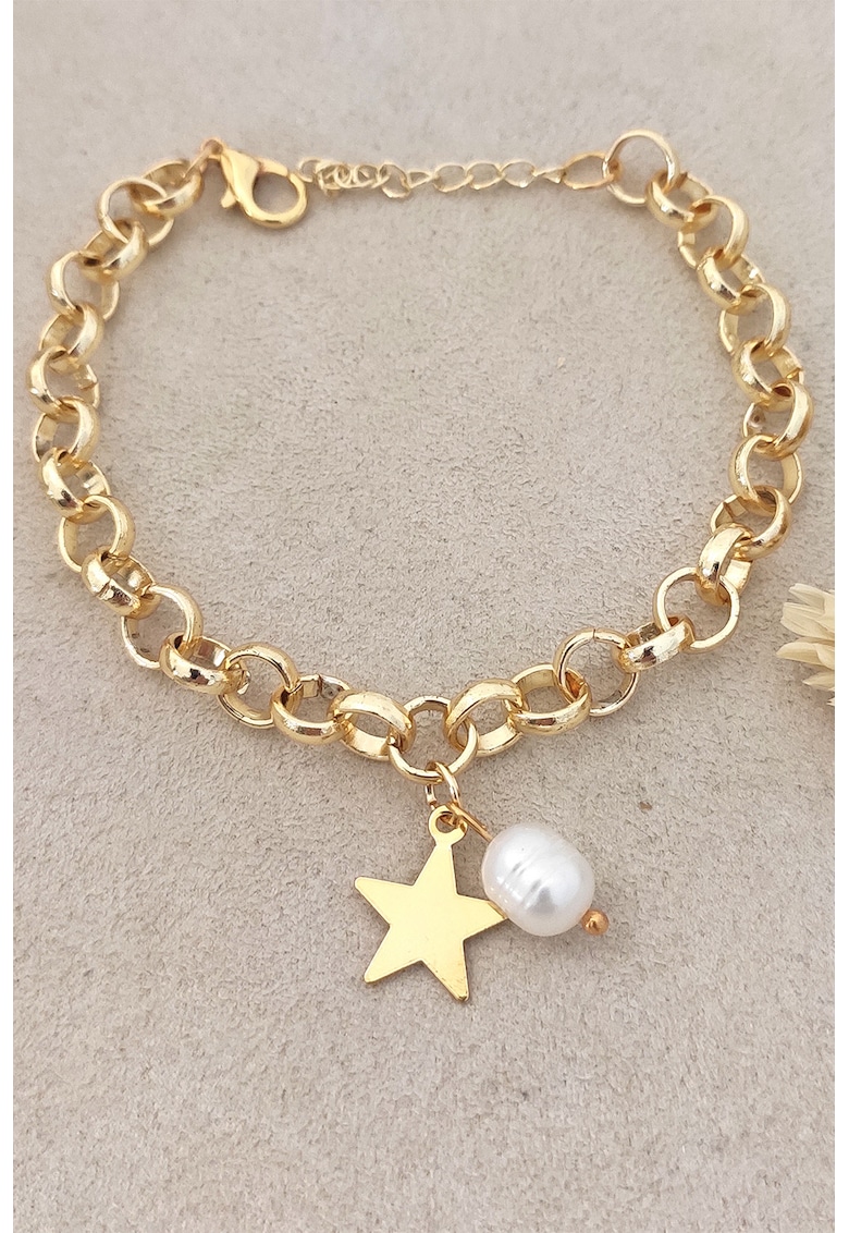 Bratara de lant cu perla si talisman stea