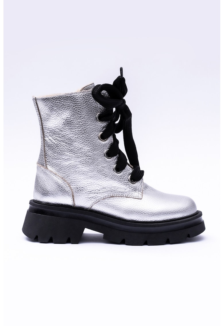 Bocanci din piele cu fermoar