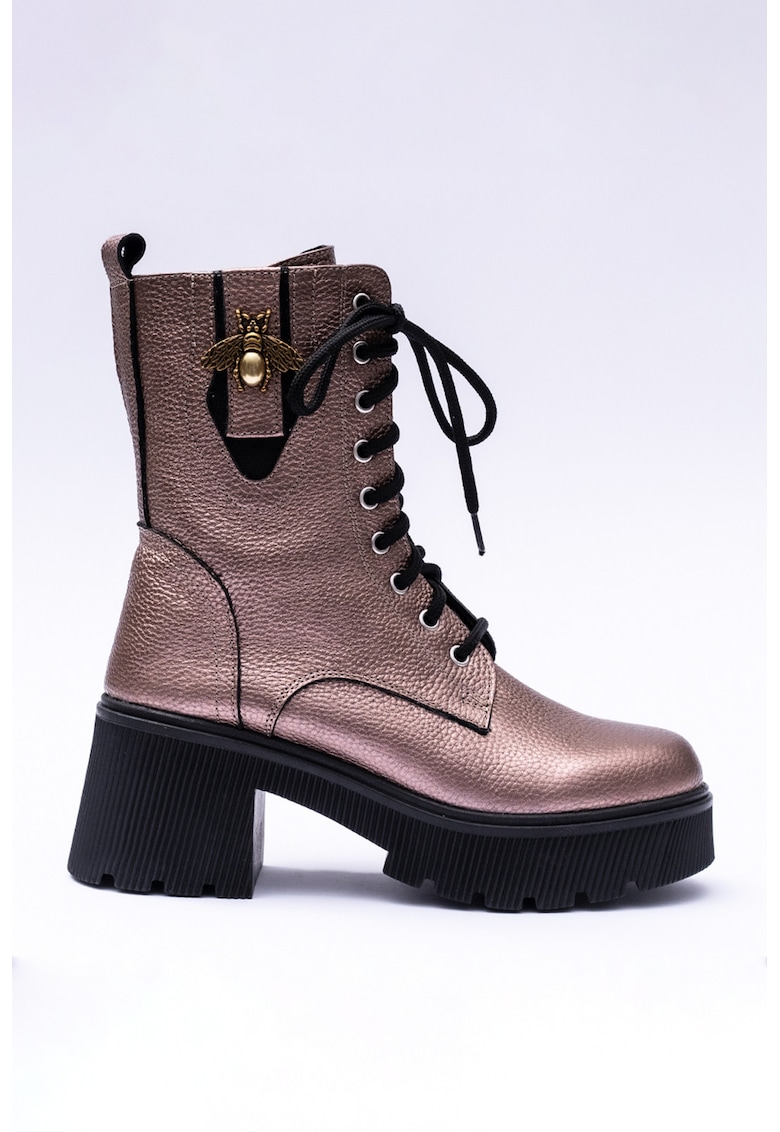 Ghete din piele cu toc inalt