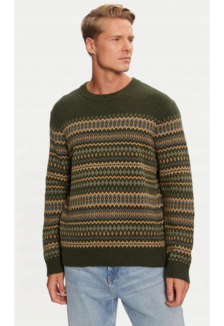 Pulover barbati - FAIRISLE - regular fit - verde - bumbac