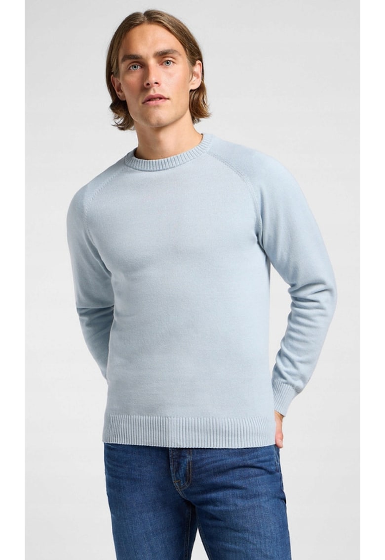 Pulover barbati - CLEAN RAGLAN SWEATER - slim fit - albastru - bumbac