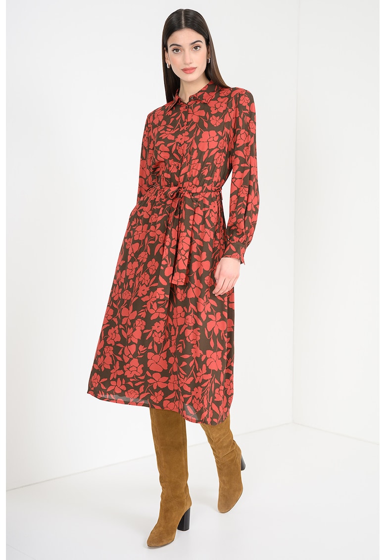 Rochie cu guler clasic si model floral