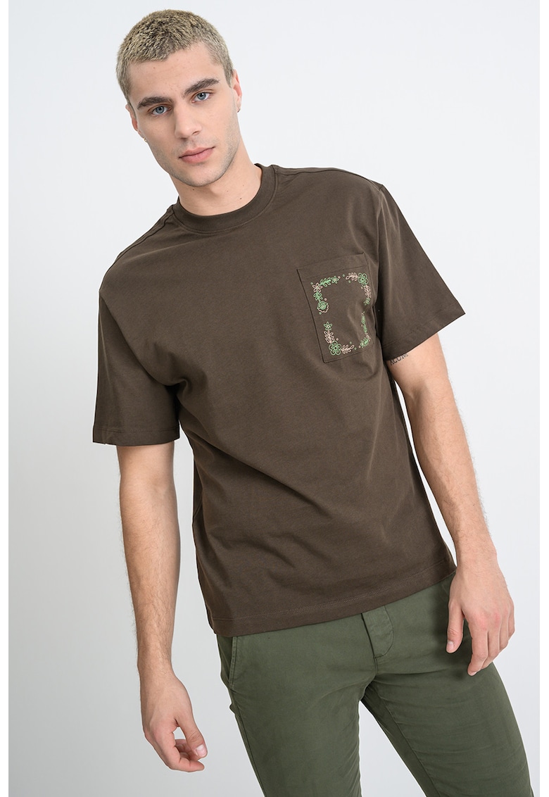 Tricou din bumbac cu buzunar pe partea din fata