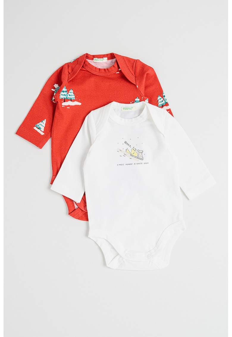 Set de body-uri din amestec de bumbac cu model -2 piese