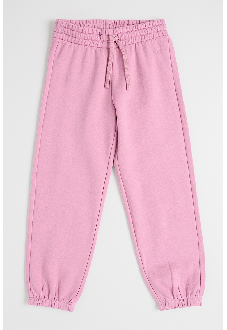 Pantaloni de trening din amestec de bumbac cu model uni