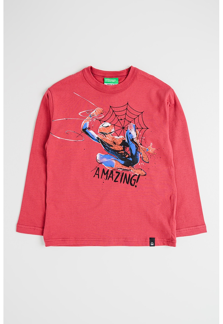Bluza din bumbac cu imprimeu Spider-Man - Rosu/Roz zmeuriu/Albastru royal