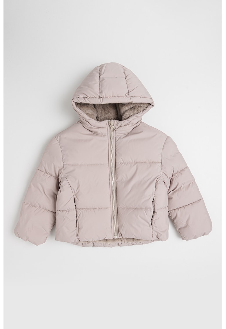 Geaca cu gluga si aspect matlasat - Maro nisip