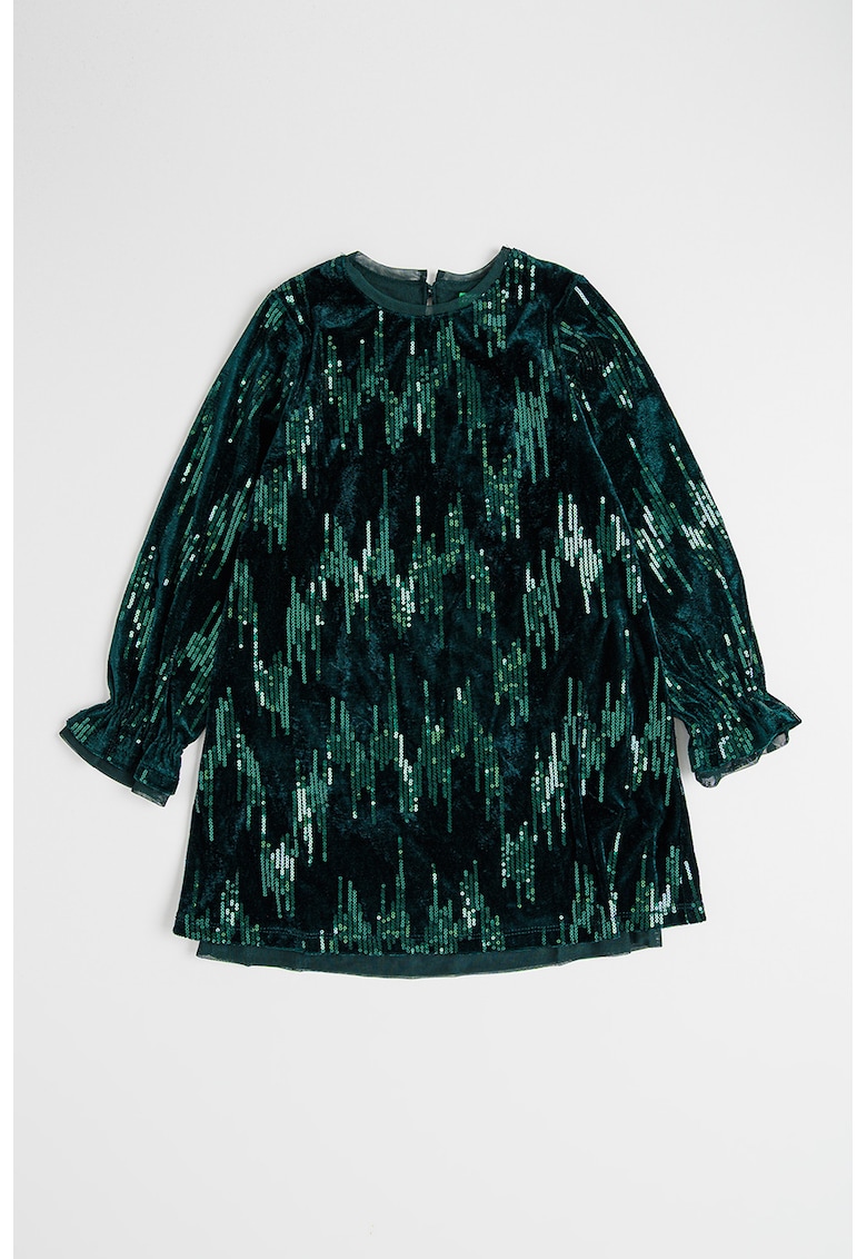 Rochie cu aspect de catifea si aplicatii cu paiete