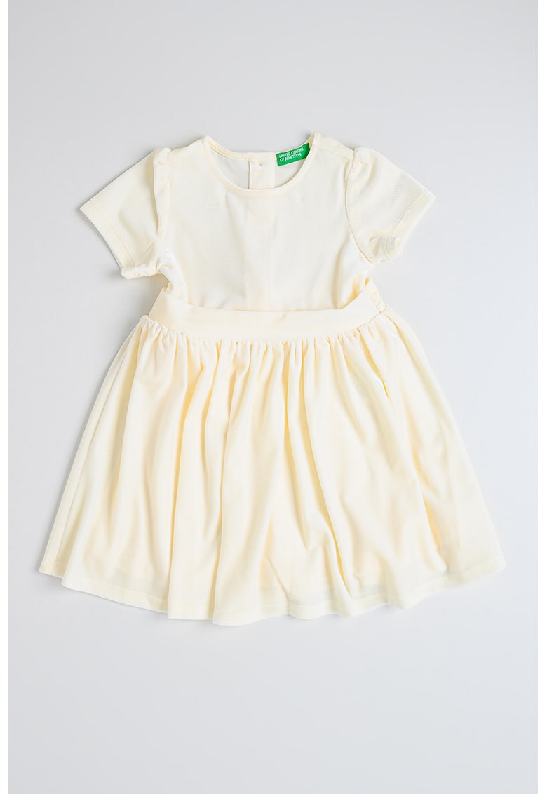 Rochie evazata cu cordon in talie - Alb fildes