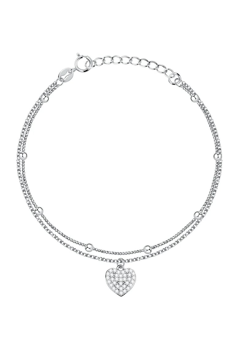 Bratara din argint veritabil 925 cu siraguri multiple si talisman inima