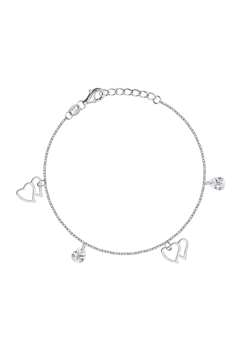 Bratara din argint 925 cu pandantive cu zirconia si talismane inima