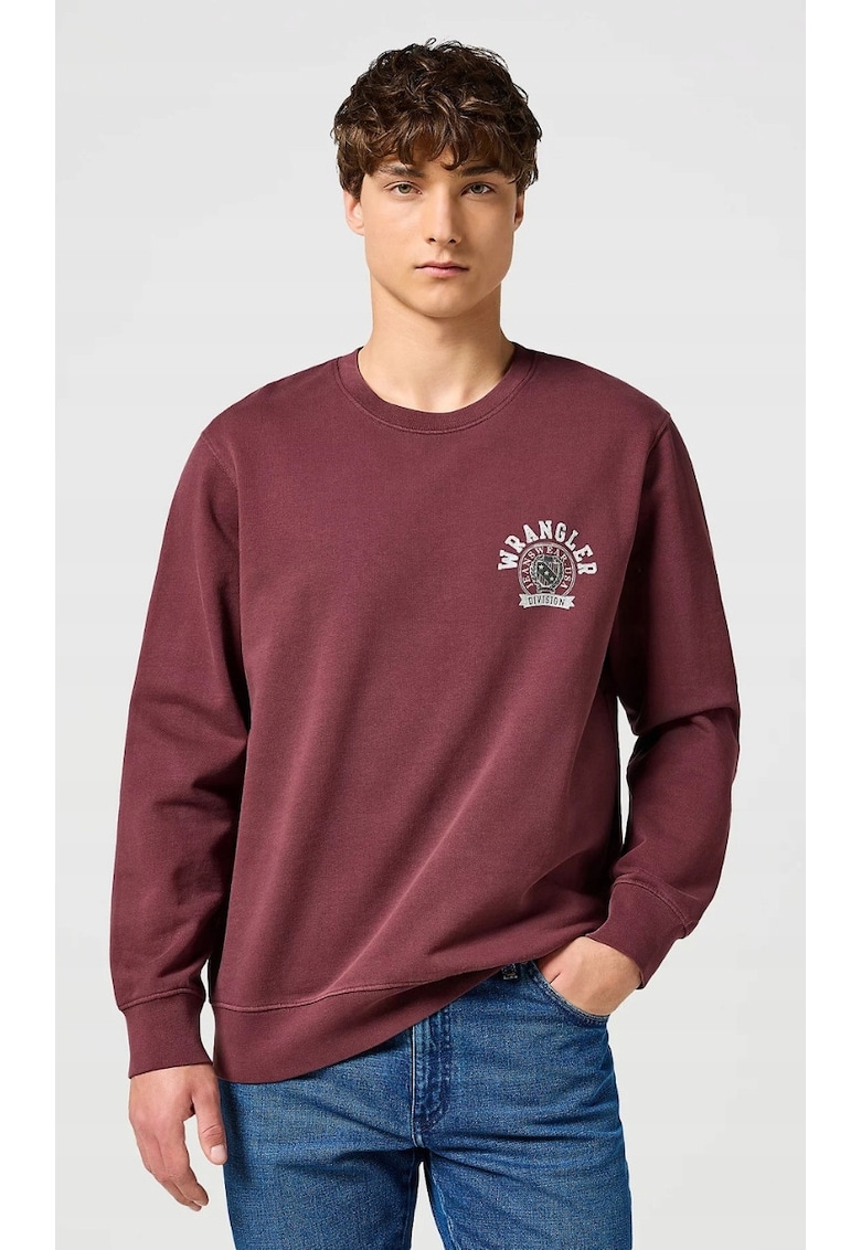 Hanorac barbati - Crewneck Sweatshirt - pruna - 100% bumbac -