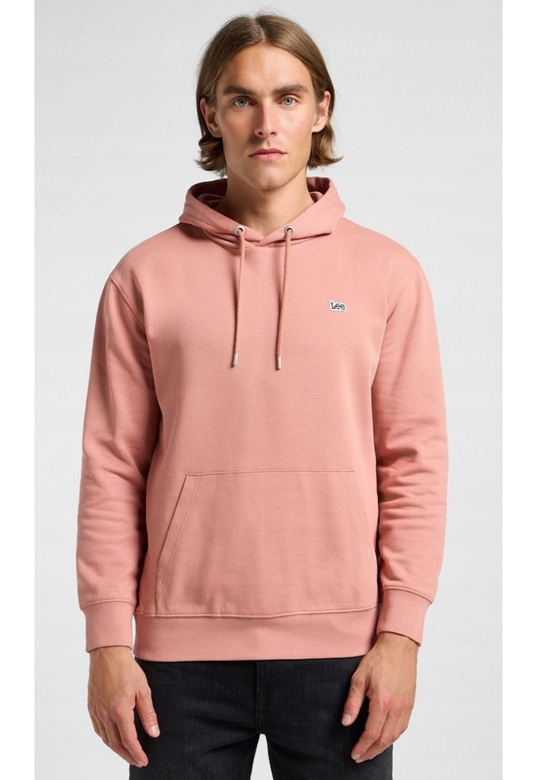 Hanorac Plain - bumbac 100% - gluga kangur - coral pastel - croiala regular fit