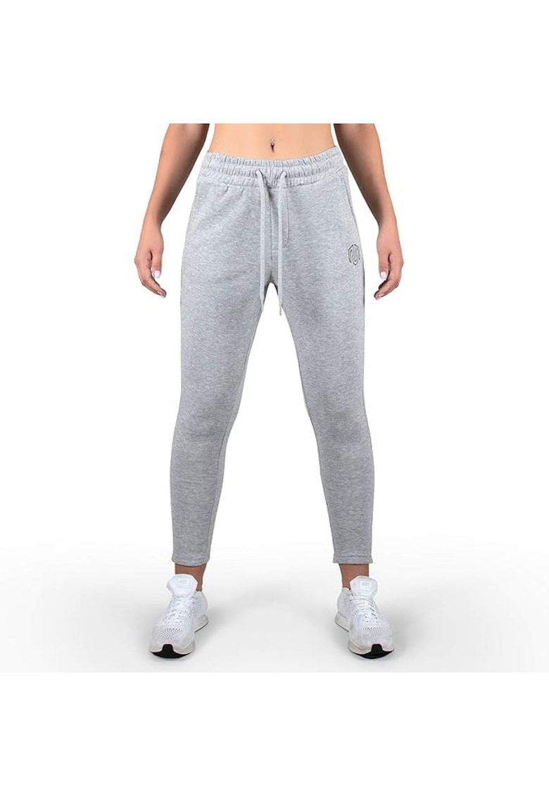 Pantaloni de trening crop cu snur pentru ajustare in talie
