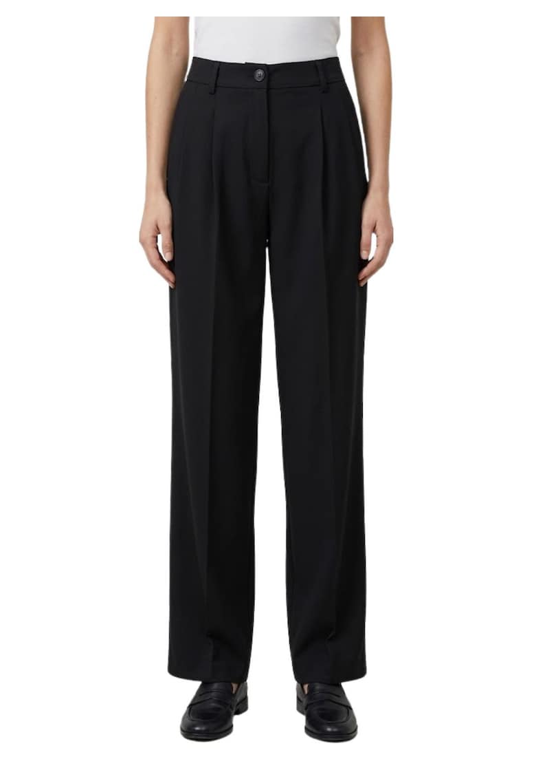 Pantaloni cu croiala dreapta si pense frontale -