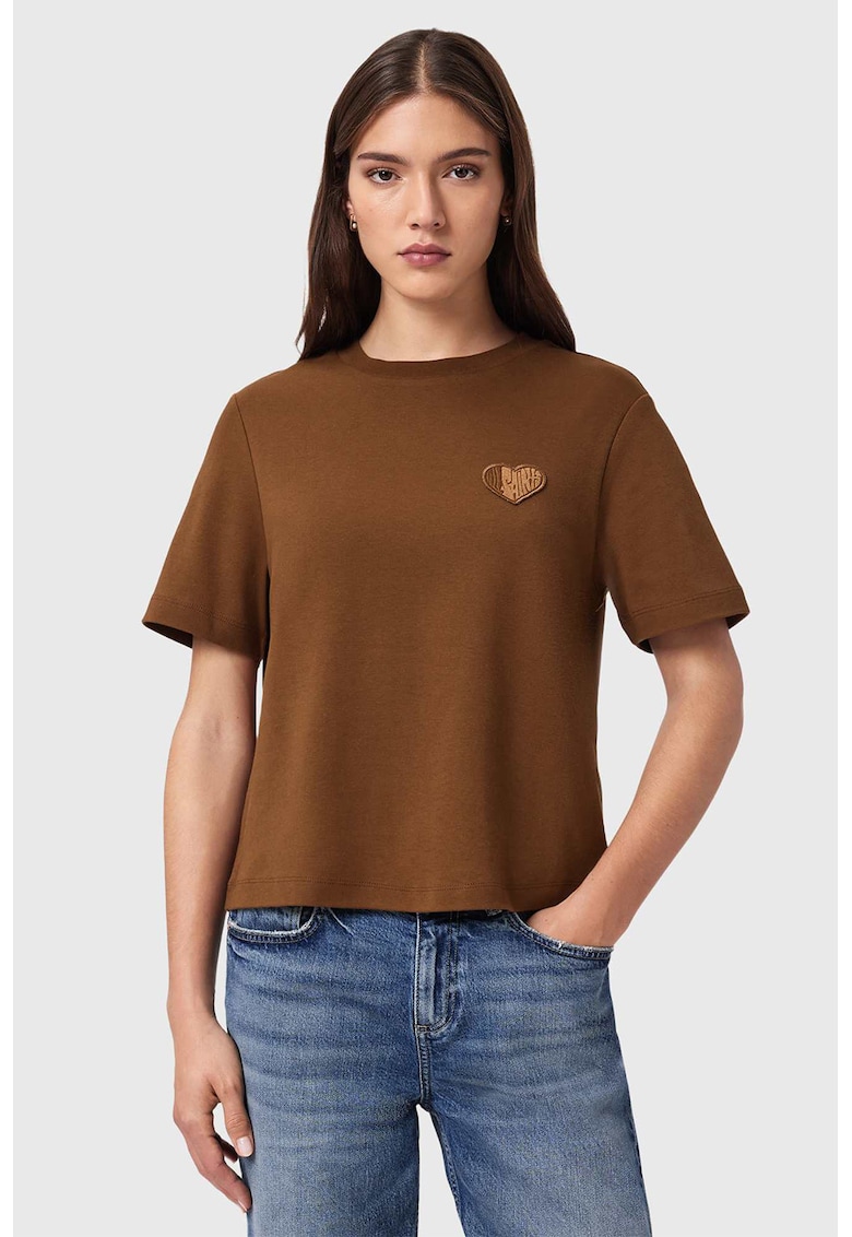Tricou lejer cu decolteu la baza gatului Lover Lisa - Caramel