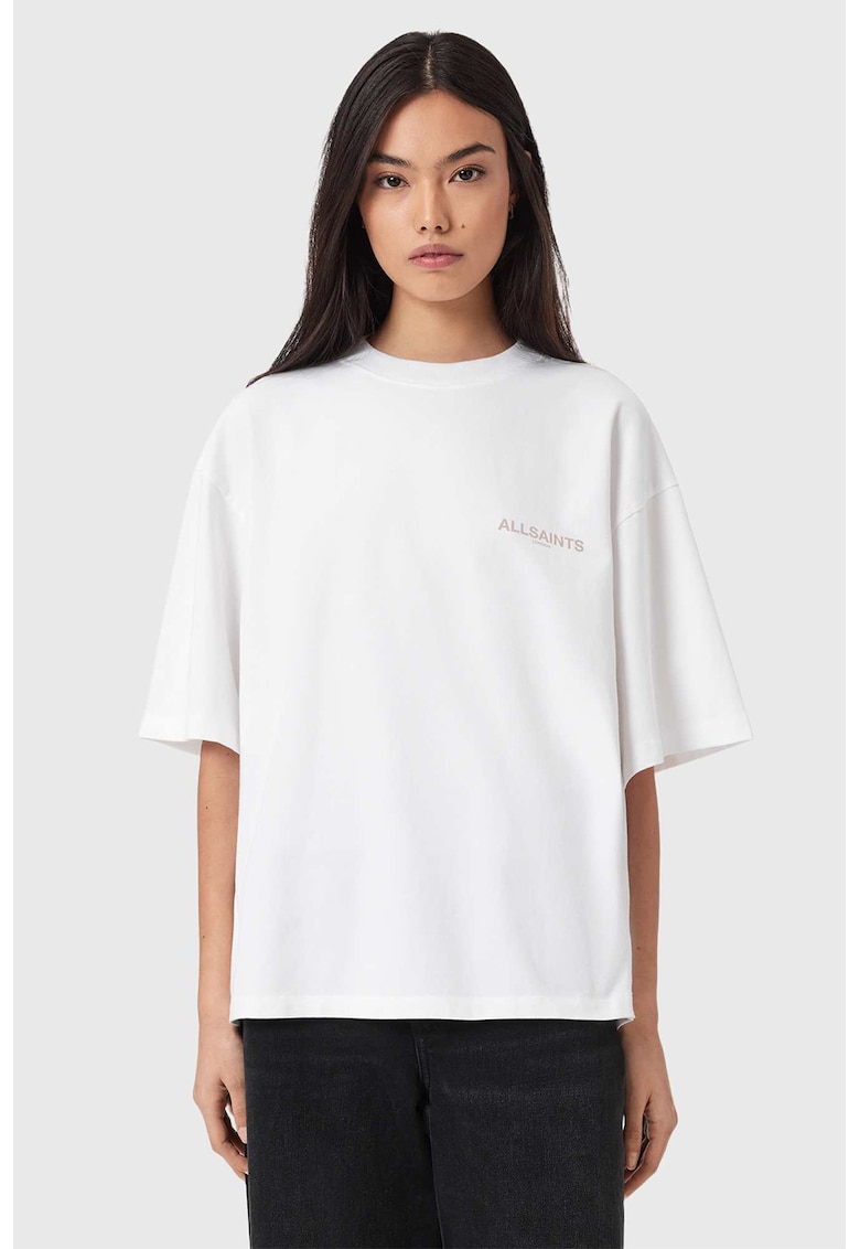 Tricou supradimensionat cu logo - Alb/Bej